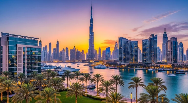 anoramisch uitzicht op Dubai skyline voor appartement kopen in Dubai