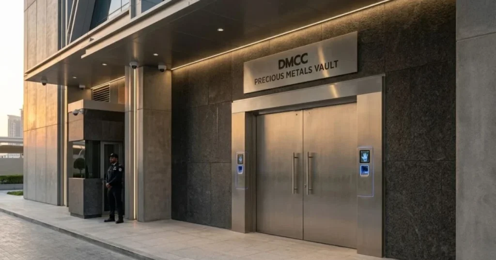 Entrance to the DMCC Precious Metals Vault in Dubai.