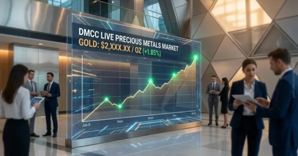 Using DMCC, gold price chart, and precious metals market captures high-volume search terms related to Middle Eastern finance.
