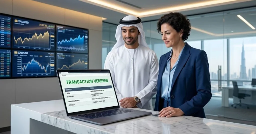 Een professionele goudhandelaar en compliance expert bespreken de geverifieerde goud toeleveringsketen Dubai.