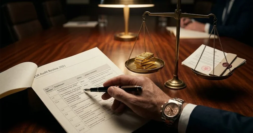 A focused audit review of UAE Economic Substance Gold compliance records and physical asset verification.
